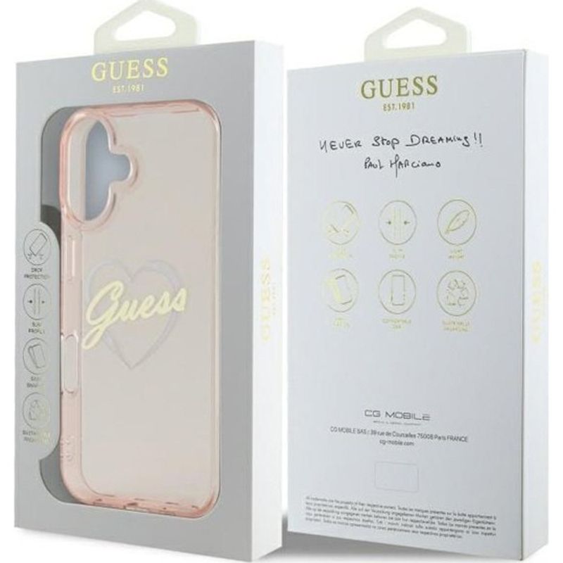 Laptop, Telefoane si Tablete - Telefoane mobile si accesorii - Accesorii Telefoane - Huse telefoane - Husa pentru iPhone 16 - Guess Hardcase IML Heart (GUHCP16SHCHGSPP) - Roz - Infinity.ro