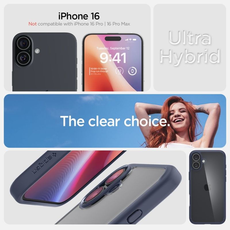 Laptop, Telefoane si Tablete - Telefoane mobile si accesorii - Accesorii Telefoane - Huse telefoane - Husa pentru iPhone 16 - Spigen Ultra Hybrid - Albastru inchis Albastru - Infinity.ro