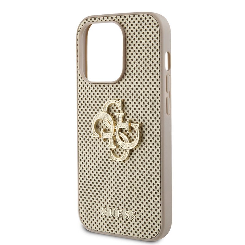 Laptop, Telefoane si Tablete - Telefoane mobile si accesorii - Accesorii Telefoane - Huse telefoane - Husa pentru iPhone 15 Pro - Guess Leather Perpentruated 4G (GUHCP15LPSP4LGD) - Auriu - Infinity.ro
