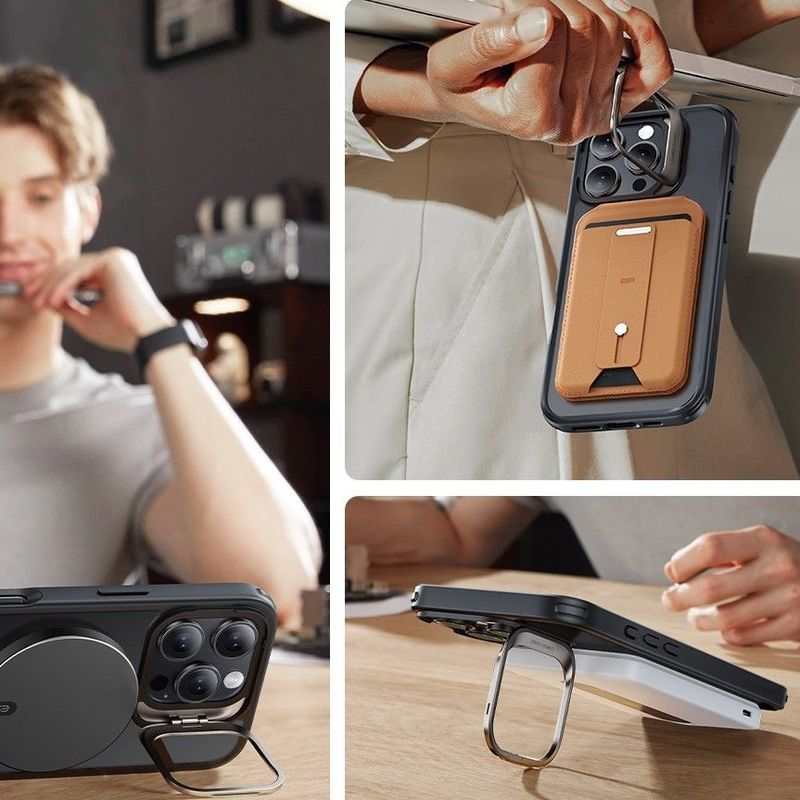 Laptop, Telefoane si Tablete - Telefoane mobile si accesorii - Accesorii Telefoane - Huse telefoane - Husa pentru iPhone 16 Pro Max + Folie - ESR Classic Hybrid HaloLock Kickstand - Frosted Negru - Infinity.ro