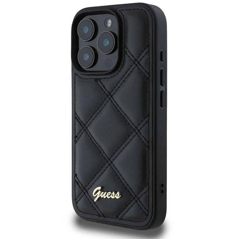 Laptop, Telefoane si Tablete - Telefoane mobile si accesorii - Accesorii Telefoane - Huse telefoane - Husa pentru iPhone 16 Pro - Guess Quilted Metal Logo (GUHCP16LPSQSQSK) - Negru - Infinity.ro