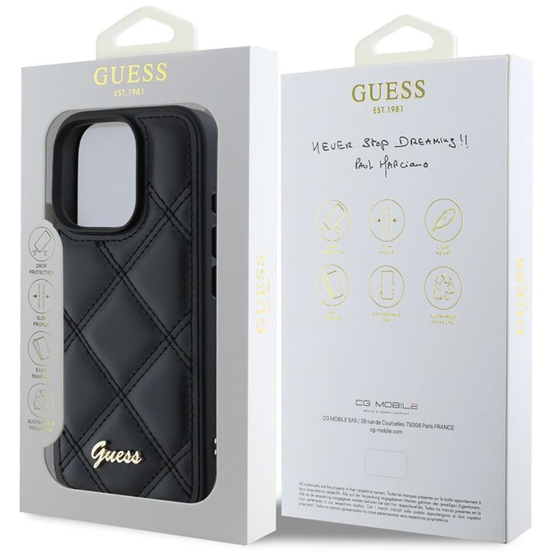 Laptop, Telefoane si Tablete - Telefoane mobile si accesorii - Accesorii Telefoane - Huse telefoane - Husa pentru iPhone 16 Pro - Guess Quilted Metal Logo (GUHCP16LPSQSQSK) - Negru - Infinity.ro