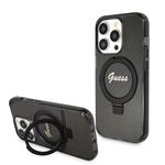 Laptop, Telefoane si Tablete - Telefoane mobile si accesorii - Accesorii Telefoane - Huse telefoane - Husa pentru iPhone 15 Pro - Guess Ring Stand Script Glitter MagSafe (GUHMP15LHRSGSK) - Negru - Infinity.ro
