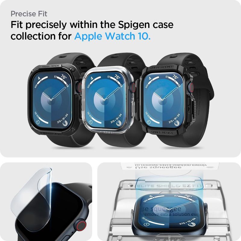 Laptop, Telefoane si Tablete - Wearables si gadgeturi - Wearables - Smartwatch-uri - Folie pentru Apple Watch 10 46mm (set 2) - Spigen Elite Shield EZ Fit - Transparent - Infinity.ro