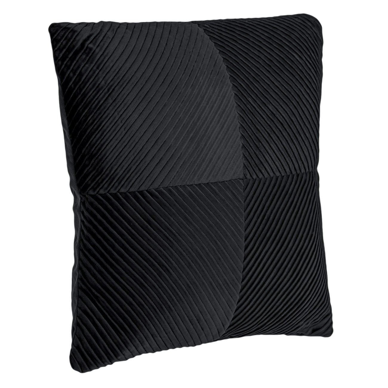 Perna decorativa, velvet, dungi reliefate, negru, 45 x 45cm