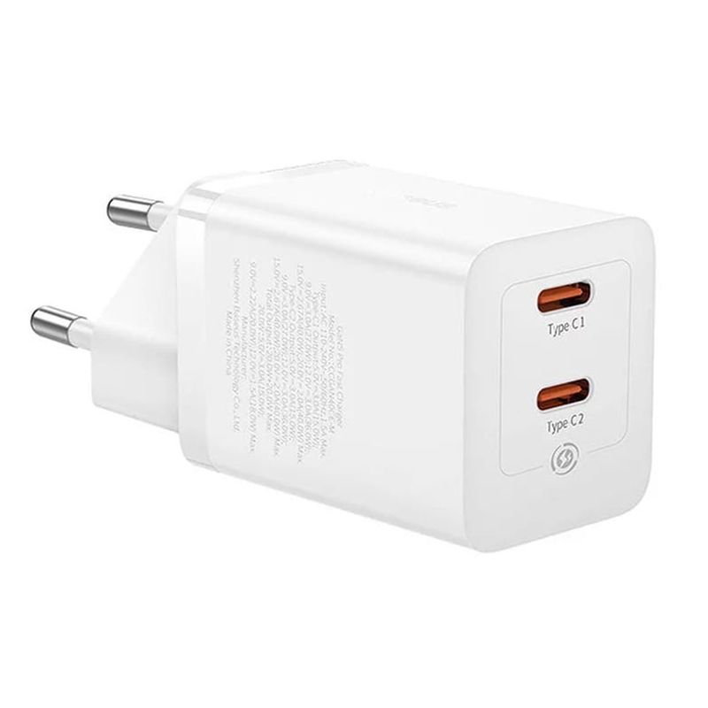 Laptop, Telefoane si Tablete - Telefoane mobile si accesorii - Accesorii Telefoane - Incarcatoare telefoane - Incarcator 2x Type-C, GaN, Fast Charging, 40W - Baseus (CCGP180102) - Alb - Infinity.ro
