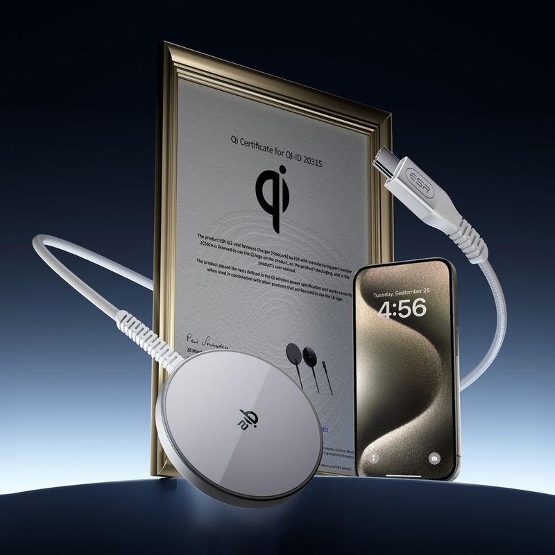 Laptop, Telefoane si Tablete - Telefoane mobile si accesorii - Accesorii Telefoane - Incarcatoare telefoane - Incarcator Wireless Compatibil MagSafe - ESR HaloLock - Argintiu - Infinity.ro