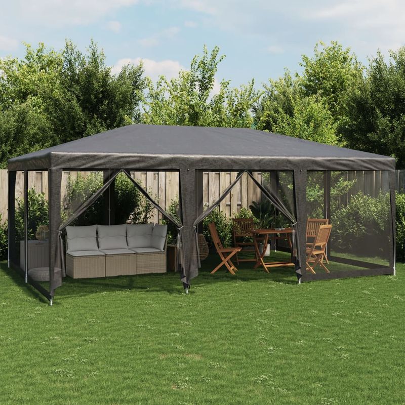 Casa si Gradina - Gradina si terasa - Umbrele si pavilioane - Pavilioane - Cort de petrecere cu 10 pereti din plasa, antracit, 6x4 m, HDPE - Infinity.ro