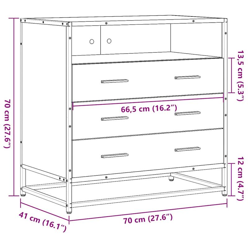 Casa si Gradina - Mobilier - Comode si corpuri - Comode - Dulap cu sertare, negru, 70x41x70 cm, lemn compozit - Infinity.ro