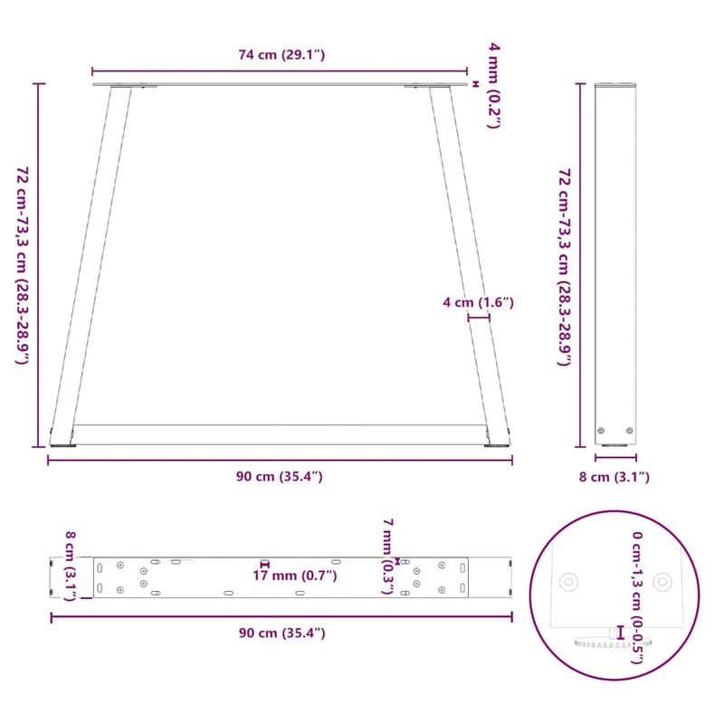 Casa si Gradina - Mobilier - Feronerie si accesorii mobila - Picioare pentru masa in forma de V 2 buc Negru Otel - Infinity.ro