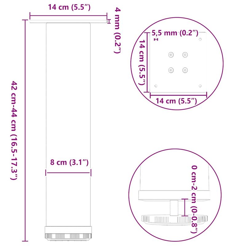 Casa si Gradina - Mobilier - Feronerie si accesorii mobila - Picioare masuta de cafea 4 buc Otel natural 42-44 cm Otel, mărime 42-44 cm (80 mm) - Infinity.ro
