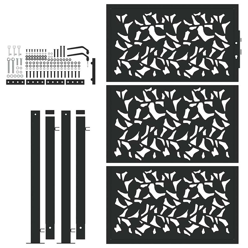 Casa si Gradina - Constructii - Usi interior, exterior si garaj - Usi garaj - Poarta de gradina neagra 105x155 cm Design cu frunze de otel - Infinity.ro