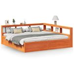Casa si Gradina - Mobilier - Paturi si accesorii - Paturi - Pat cu biblioteca fara saltea maro 200x200 cm lemn masiv de pin - Infinity.ro