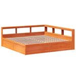 Casa si Gradina - Mobilier - Paturi si accesorii - Paturi - Pat cu biblioteca fara saltea maro 200x200 cm lemn masiv de pin - Infinity.ro