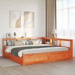 Casa si Gradina - Mobilier - Paturi si accesorii - Paturi - Pat cu biblioteca fara saltea maro 200x200 cm lemn masiv de pin - Infinity.ro