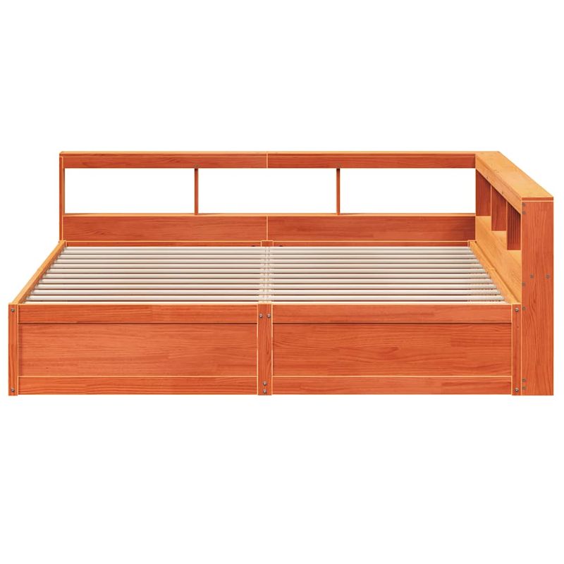 Casa si Gradina - Mobilier - Paturi si accesorii - Paturi - Pat cu biblioteca fara saltea maro 200x200 cm lemn masiv de pin - Infinity.ro
