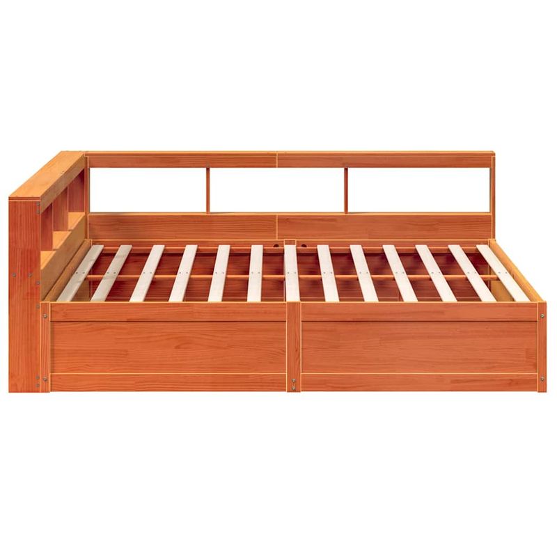 Casa si Gradina - Mobilier - Paturi si accesorii - Paturi - Pat cu biblioteca fara saltea maro 200x200 cm lemn masiv de pin - Infinity.ro