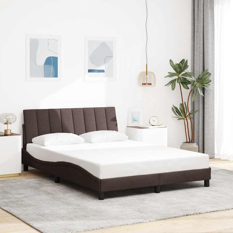 Casa si Gradina - Mobilier - Paturi si accesorii - Paturi - Cadru de pat fara saltea, maro inchis, 140x200 cm, textil - Infinity.ro