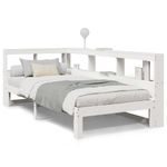 Casa si Gradina - Mobilier - Paturi si accesorii - Paturi - Pat cu biblioteca fara saltea, alb, 90x190 cm, lemn masiv pin - Infinity.ro
