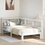 Casa si Gradina - Mobilier - Paturi si accesorii - Paturi - Pat cu biblioteca fara saltea, alb, 90x190 cm, lemn masiv pin - Infinity.ro