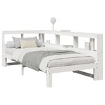 Casa si Gradina - Mobilier - Paturi si accesorii - Paturi - Pat cu biblioteca fara saltea, alb, 90x190 cm, lemn masiv pin - Infinity.ro