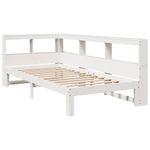 Casa si Gradina - Mobilier - Paturi si accesorii - Paturi - Pat cu biblioteca fara saltea, alb, 90x190 cm, lemn masiv pin - Infinity.ro