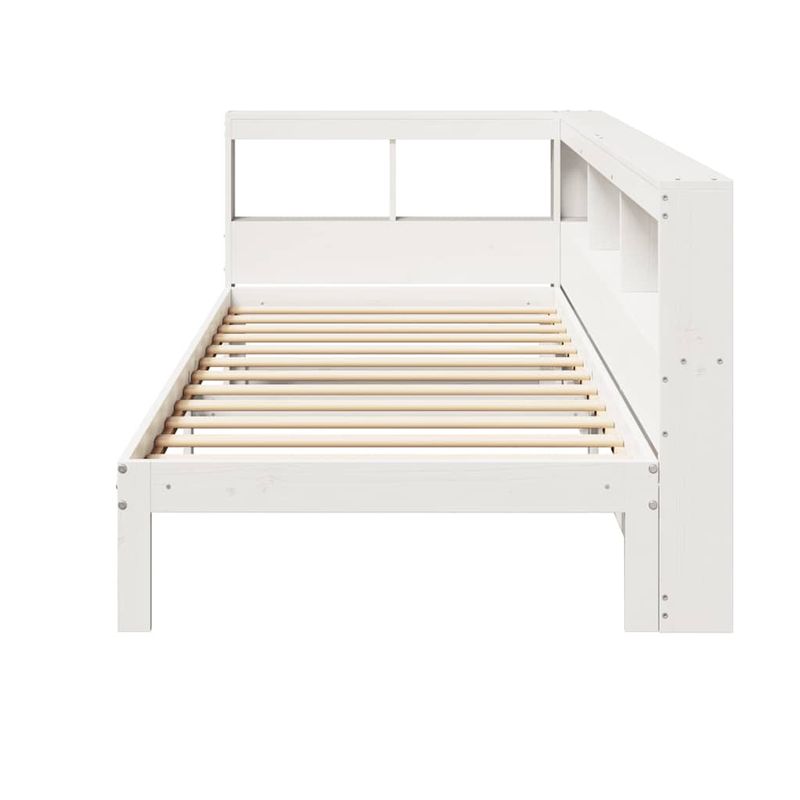 Casa si Gradina - Mobilier - Paturi si accesorii - Paturi - Pat cu biblioteca fara saltea, alb, 90x190 cm, lemn masiv pin - Infinity.ro