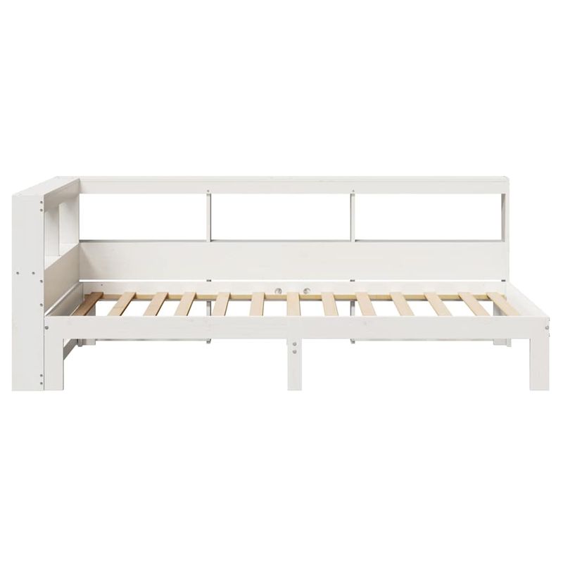 Casa si Gradina - Mobilier - Paturi si accesorii - Paturi - Pat cu biblioteca fara saltea, alb, 90x190 cm, lemn masiv pin - Infinity.ro