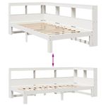 Casa si Gradina - Mobilier - Paturi si accesorii - Paturi - Pat cu biblioteca fara saltea, alb, 90x190 cm, lemn masiv pin - Infinity.ro