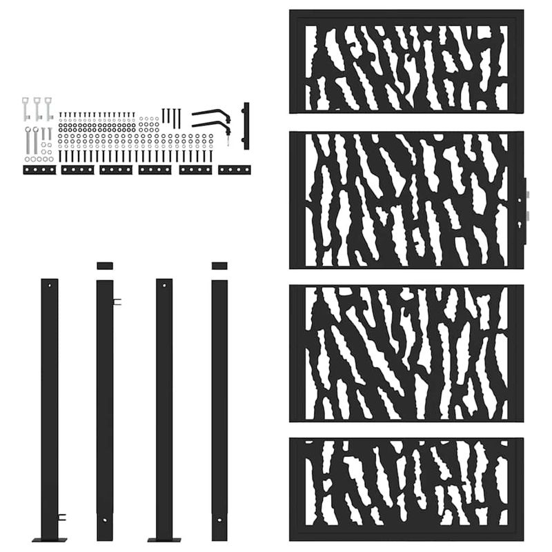 Casa si Gradina - Constructii - Usi interior, exterior si garaj - Usi garaj - Poarta de gradina neagra 105x180 cm Design cu urme din otel - Infinity.ro