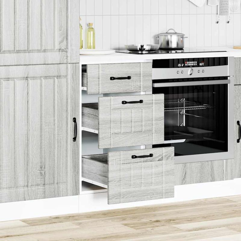 Casa si Gradina - Mobilier - Comode si corpuri - Corpuri bucatarie - Dulap de baza de bucatarie „Lucca” Lemn prelucrat Sonoma gri, model 1x dulap inferior (3 sertare), mărime 40x46x81.5 cm - Infinity.ro
