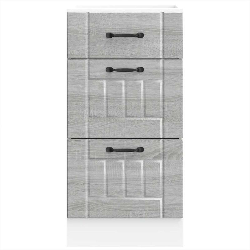 Casa si Gradina - Mobilier - Comode si corpuri - Corpuri bucatarie - Dulap de baza de bucatarie „Lucca” Lemn prelucrat Sonoma gri, model 1x dulap inferior (3 sertare), mărime 40x46x81.5 cm - Infinity.ro