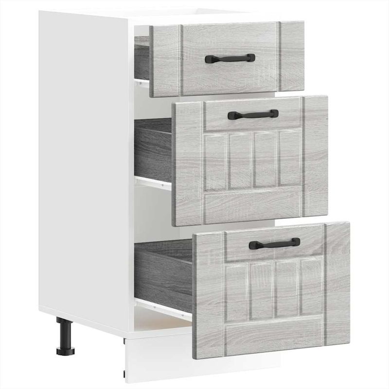 Casa si Gradina - Mobilier - Comode si corpuri - Corpuri bucatarie - Dulap de baza de bucatarie „Lucca” Lemn prelucrat Sonoma gri, model 1x dulap inferior (3 sertare), mărime 40x46x81.5 cm - Infinity.ro