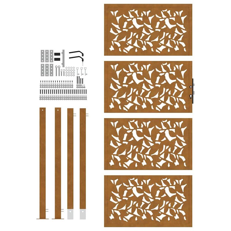 Casa si Gradina - Constructii - Usi interior, exterior si garaj - Usi garaj - Poarta gradina Design cu frunze otel rezistente la intemperii, mărime 105x205 cm - Infinity.ro