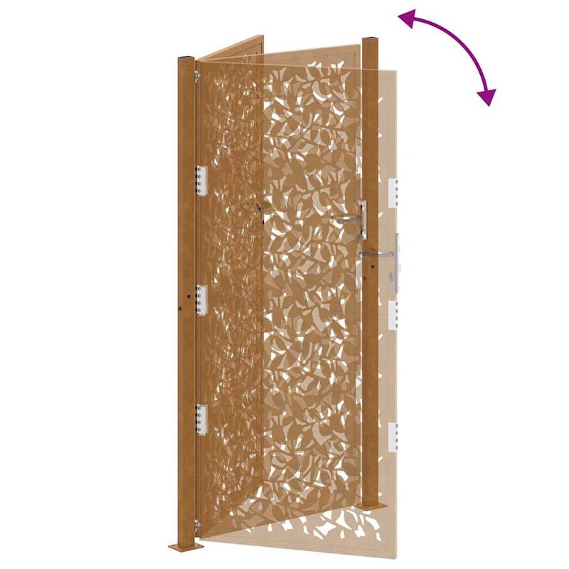 Casa si Gradina - Constructii - Usi interior, exterior si garaj - Usi garaj - Poarta gradina Design cu frunze otel rezistente la intemperii, mărime 105x205 cm - Infinity.ro