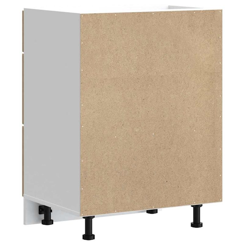 Casa si Gradina - Mobilier - Comode si corpuri - Corpuri bucatarie - Dulap de baza de bucatarie „Kalmar” stejar artizanal lemn, model 1x dulap inferior (3 sertare), mărime 60x46x81.5 cm - Infinity.ro