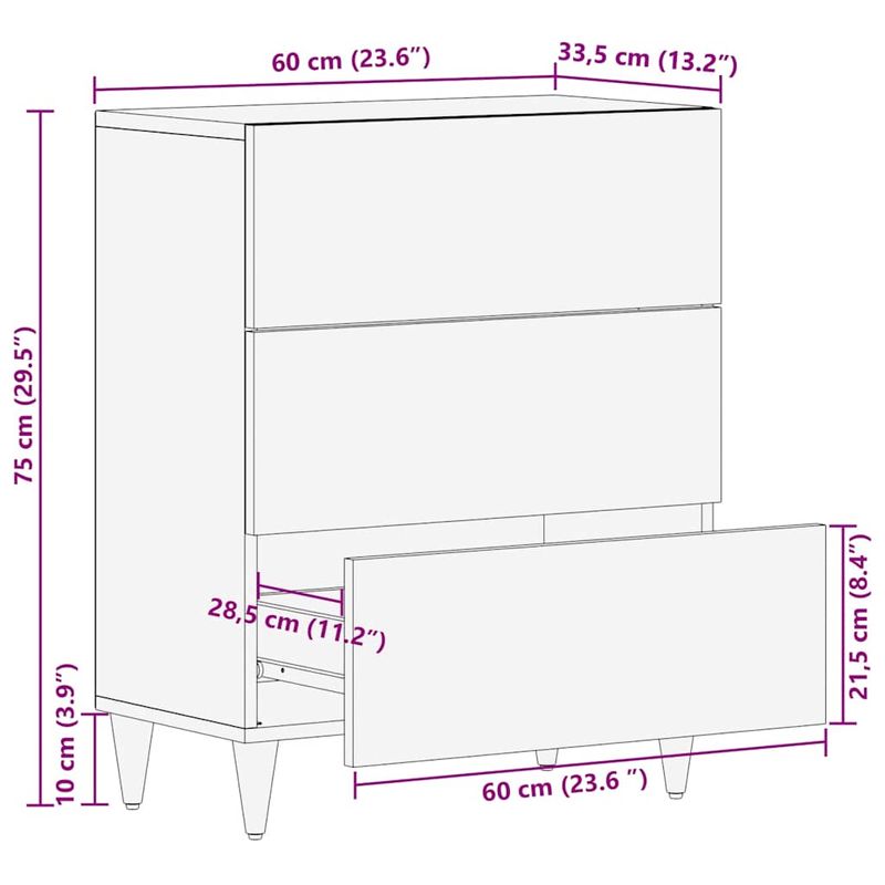 Casa si Gradina - Mobilier - Dulapuri si sifoniere - Dulapuri - Bufeta gri deschis 60x33,5x75 cm lemn masiv de mango - Infinity.ro
