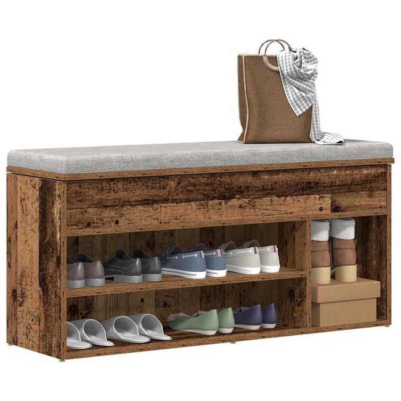Casa si Gradina - Mobilier - Organizare si depozitare - Organizator incaltaminte - Bancheta de pantofi, lemn vechi, 102x30,5x45 cm, lemn prelucrat - Infinity.ro