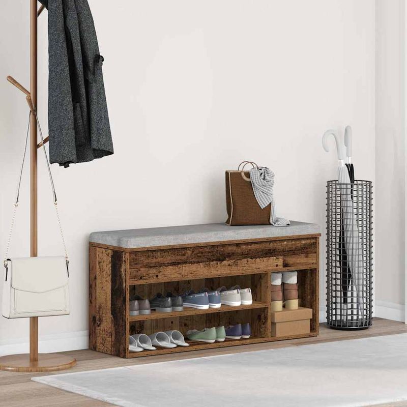 Casa si Gradina - Mobilier - Organizare si depozitare - Organizator incaltaminte - Bancheta de pantofi, lemn vechi, 102x30,5x45 cm, lemn prelucrat - Infinity.ro