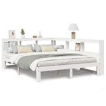 Casa si Gradina - Mobilier - Paturi si accesorii - Paturi - Pat cu biblioteca fara saltea, alb, 150x200 cm, lemn masiv pin - Infinity.ro