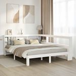 Casa si Gradina - Mobilier - Paturi si accesorii - Paturi - Pat cu biblioteca fara saltea, alb, 150x200 cm, lemn masiv pin - Infinity.ro