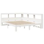 Casa si Gradina - Mobilier - Paturi si accesorii - Paturi - Pat cu biblioteca fara saltea, alb, 150x200 cm, lemn masiv pin - Infinity.ro