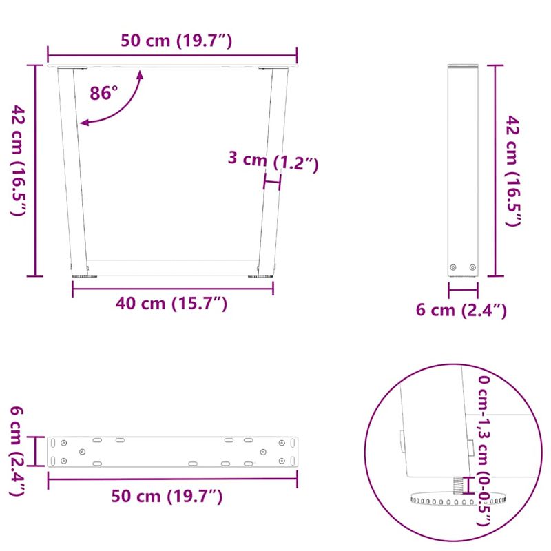 Casa si Gradina - Mobilier - Feronerie si accesorii mobila - Picioare pentru masa in forma de V 2 buc Antracit Otel - Infinity.ro
