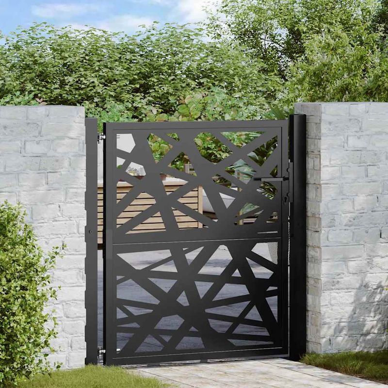 Casa si Gradina - Gradina si terasa - Garduri, panouri si accesorii - Poarta de gradina neagra 105x105 cm Design cu lumina din otel - Infinity.ro