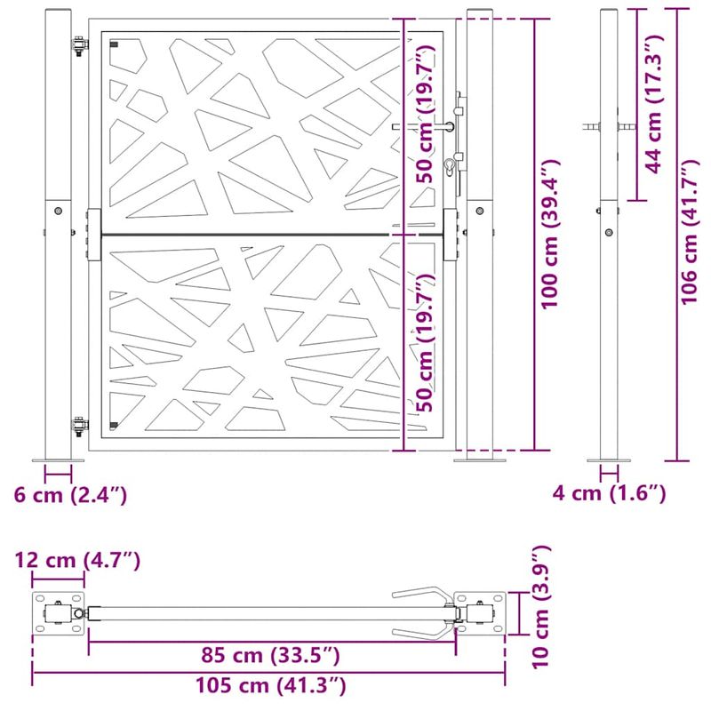 Casa si Gradina - Gradina si terasa - Garduri, panouri si accesorii - Poarta de gradina neagra 105x105 cm Design cu lumina din otel - Infinity.ro