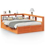 Casa si Gradina - Mobilier - Paturi si accesorii - Paturi - Pat cu biblioteca fara saltea maro 150x200 cm lemn masiv de pin - Infinity.ro