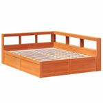 Casa si Gradina - Mobilier - Paturi si accesorii - Paturi - Pat cu biblioteca fara saltea maro 150x200 cm lemn masiv de pin - Infinity.ro