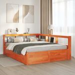 Casa si Gradina - Mobilier - Paturi si accesorii - Paturi - Pat cu biblioteca fara saltea maro 150x200 cm lemn masiv de pin - Infinity.ro