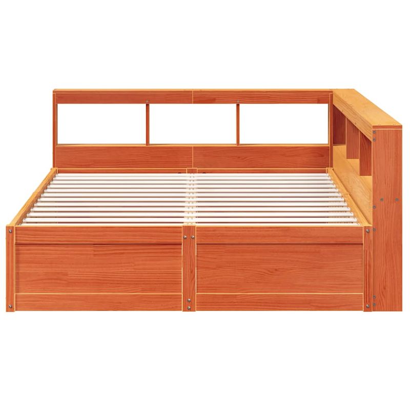 Casa si Gradina - Mobilier - Paturi si accesorii - Paturi - Pat cu biblioteca fara saltea maro 150x200 cm lemn masiv de pin - Infinity.ro