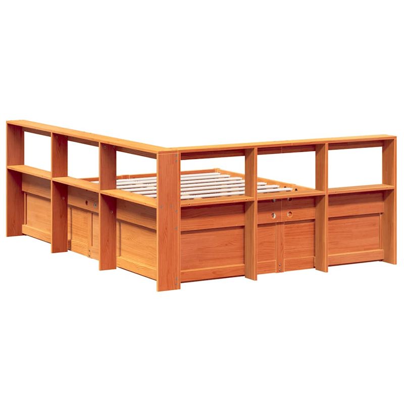 Casa si Gradina - Mobilier - Paturi si accesorii - Paturi - Pat cu biblioteca fara saltea maro 150x200 cm lemn masiv de pin - Infinity.ro